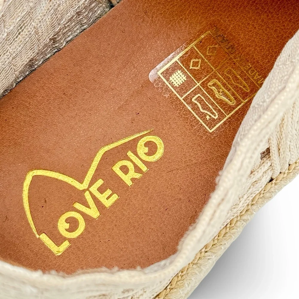 Love Rio Women Elsie Espadrille Sneakers 10 Natural Woven Lattice Lace Up Brazil